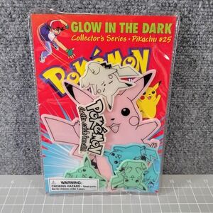 Vintage‎ Pokemon Glow In The Dark Pikachu #25 Multicolor Decal Shapes Sealed